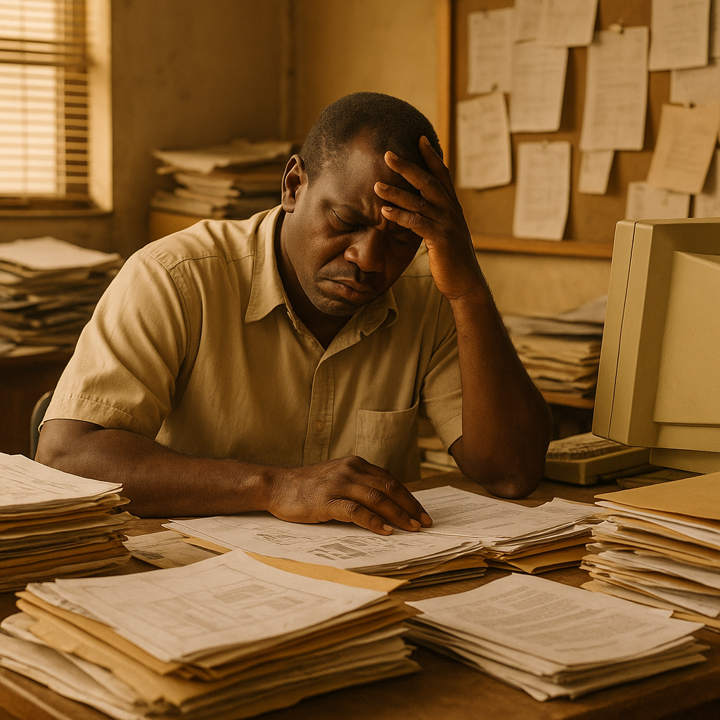 Bureau submergé de documents